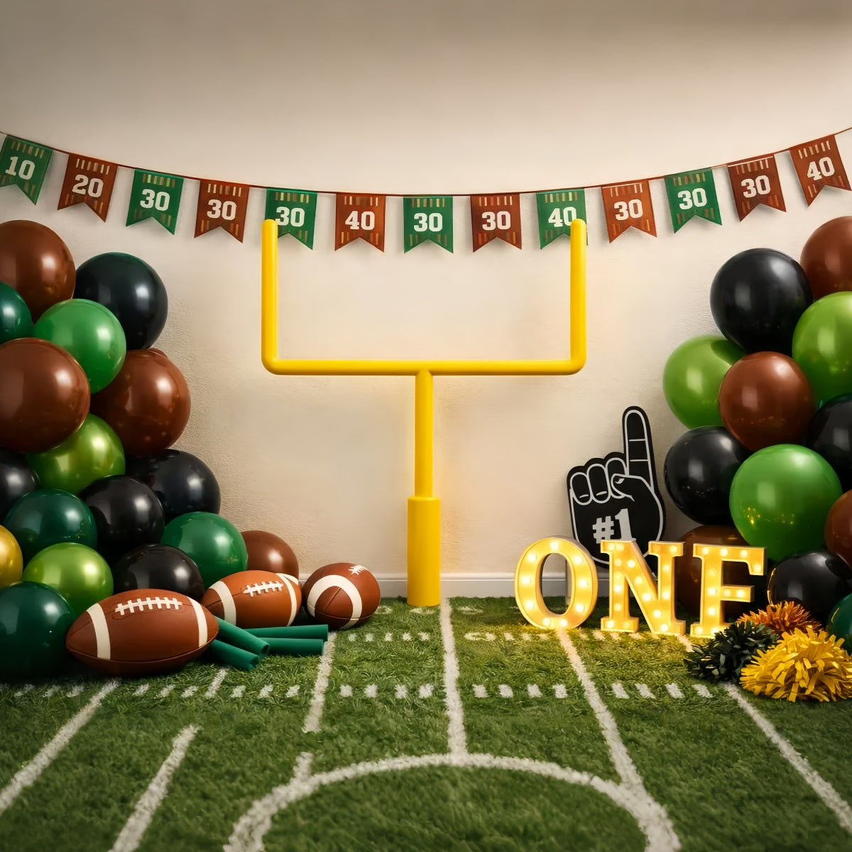 Football Photography Backdrop First Birthday Goalpost Party Sports Photo Backdrops LXX61-232