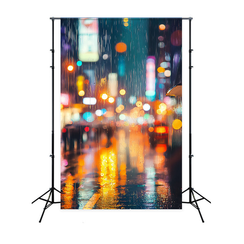 Portrait Studio Backdrops Rainy Neon City Bokeh Professional Portrait Backdrop LXX61-25