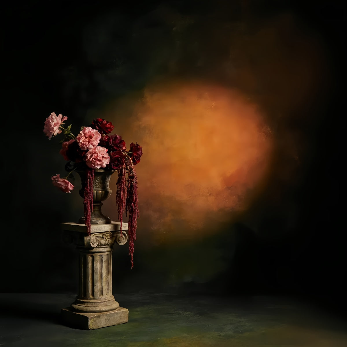 Portrait Backdrop Moody Amber Shadow Flower Professional Portrait Backdrops LXX61-3