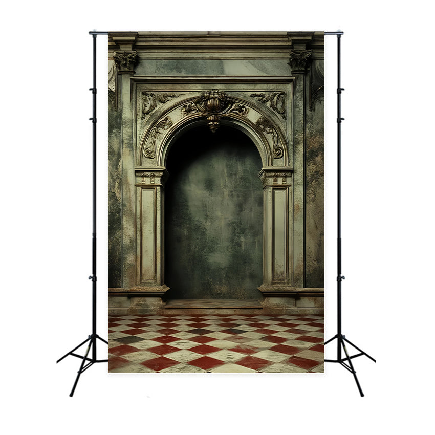Portrait Photo Backdrop Baroque Archway Marble Interior Vintage Backdrop LXX61-30