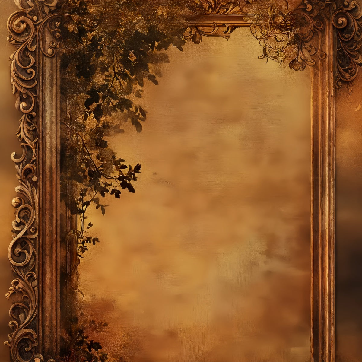 Portrait Photo Backdrops Antique Sepia Botanical Border Family Portrait Backdrop LXX61-31