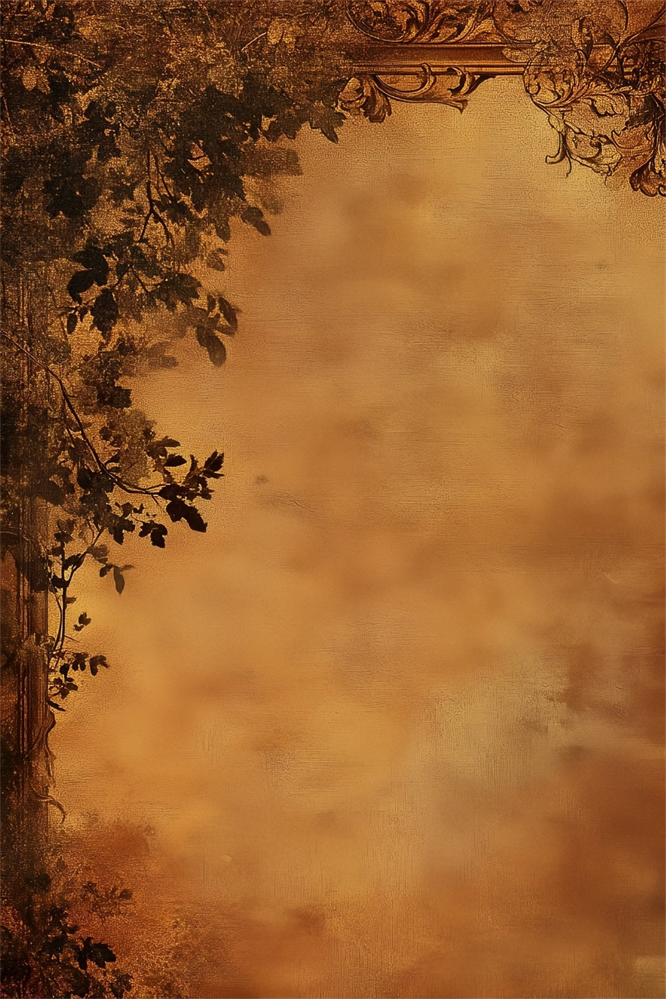 Portrait Photo Backdrops Antique Sepia Botanical Border Family Portrait Backdrop LXX61-31