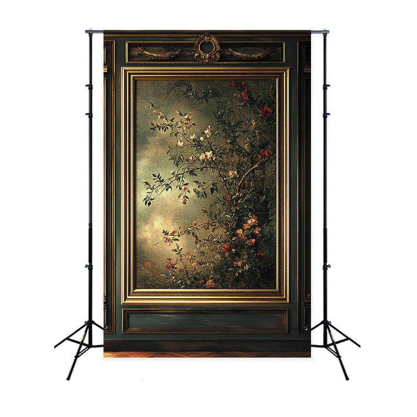 Family Portrait Backdrop Classic Framed Floral Painting Studio Portrait Backdrops LXX61-32