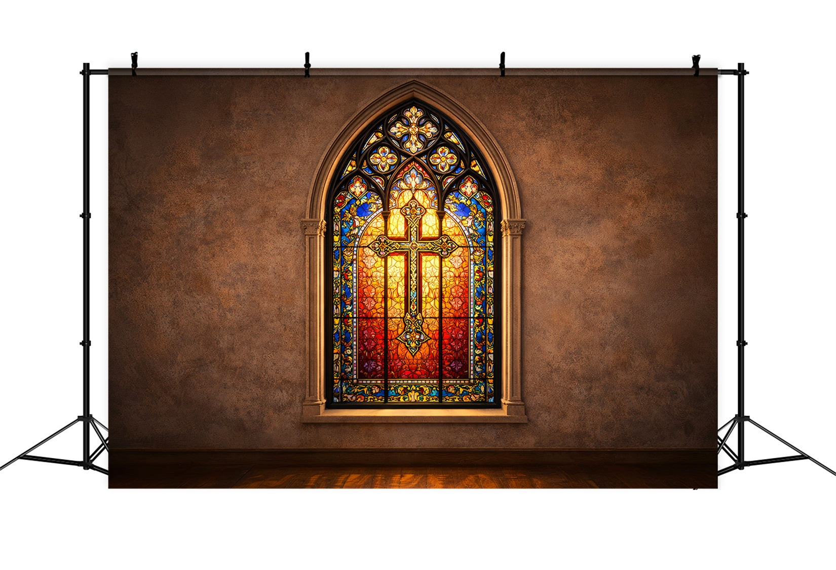 Church Easter Photo Backdrop Ideas Cathedral Stained Glass Cross 10x10 Easter Backdrops LXX61-42