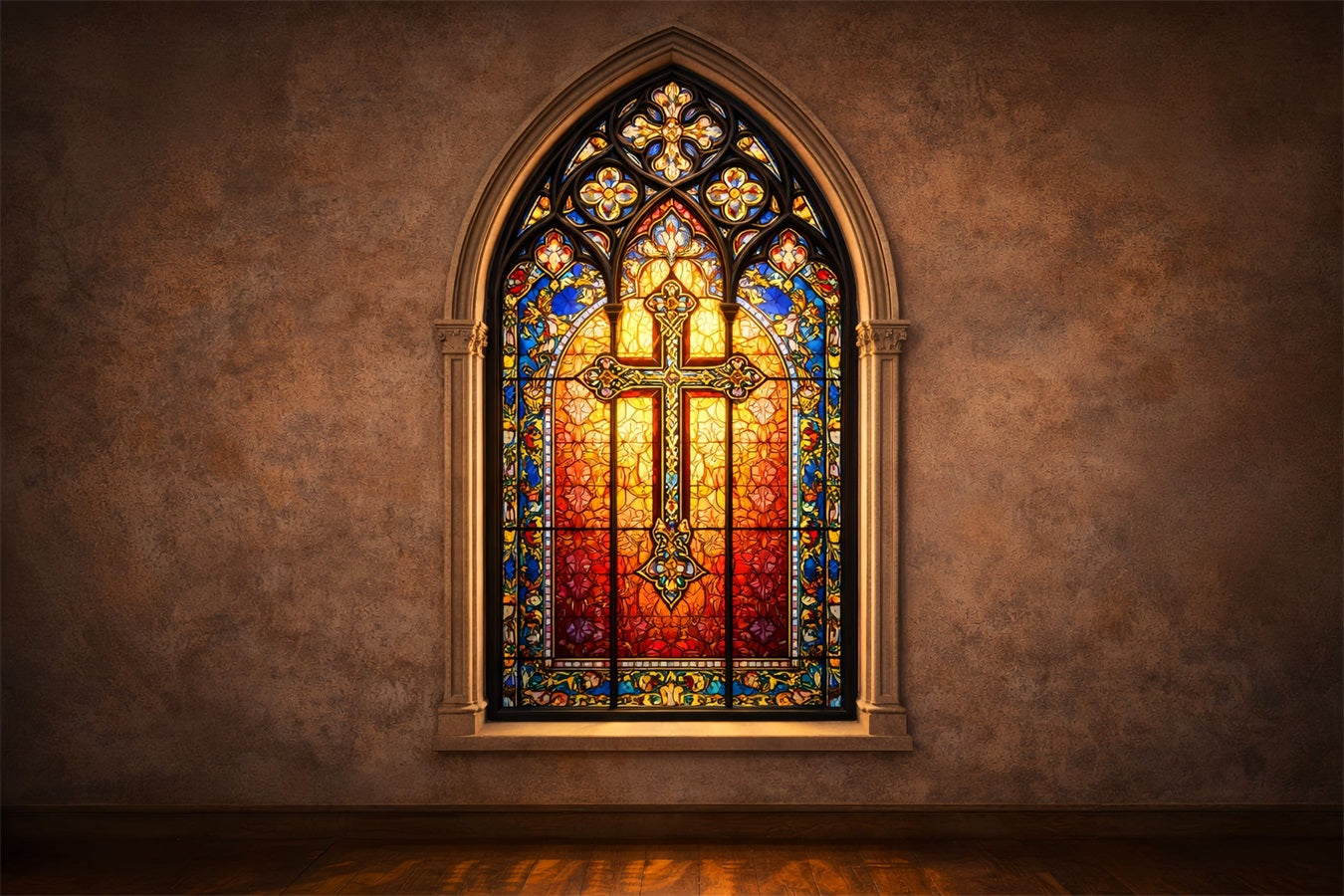 Church Easter Photo Backdrop Ideas Cathedral Stained Glass Cross 10x10 Easter Backdrops LXX61-42
