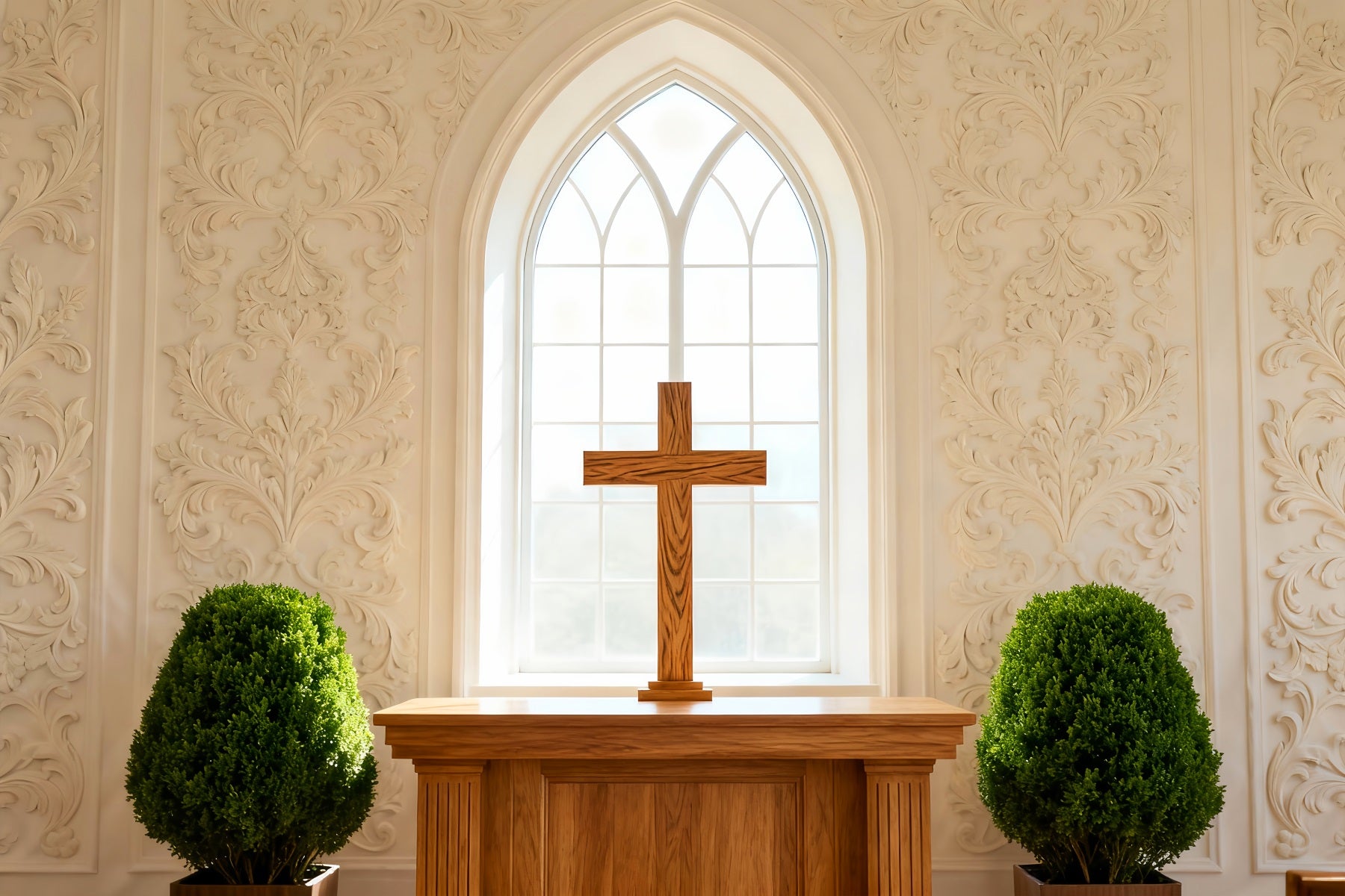 Church Easter Backdrop Classic Altar Cross Arched Window Easter Backdrop 10x10 LXX61-44