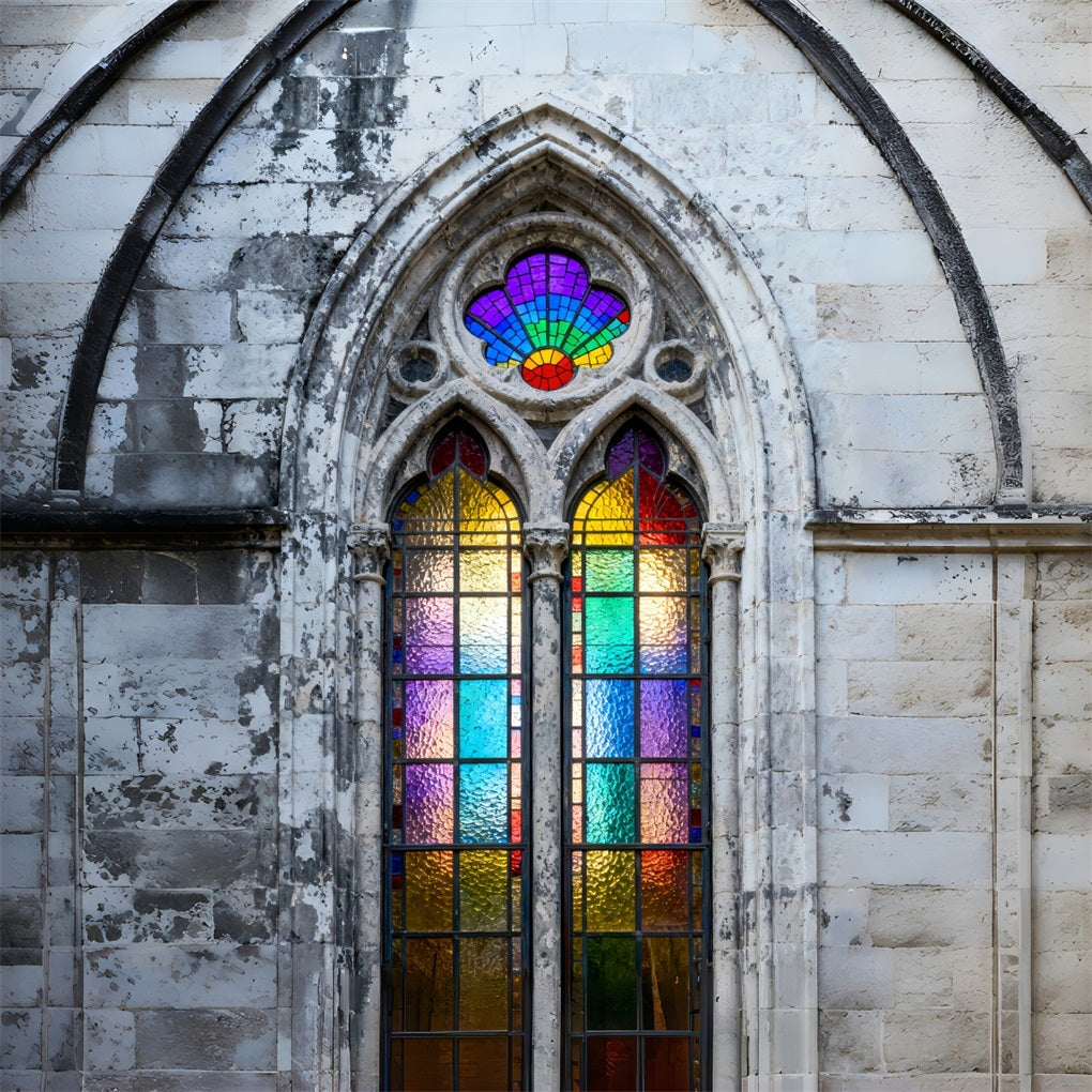 Easter Backdrop Ideas For Church Vintage Stone Church Rainbow Glass Easy Easter Backdrop LXX61-52