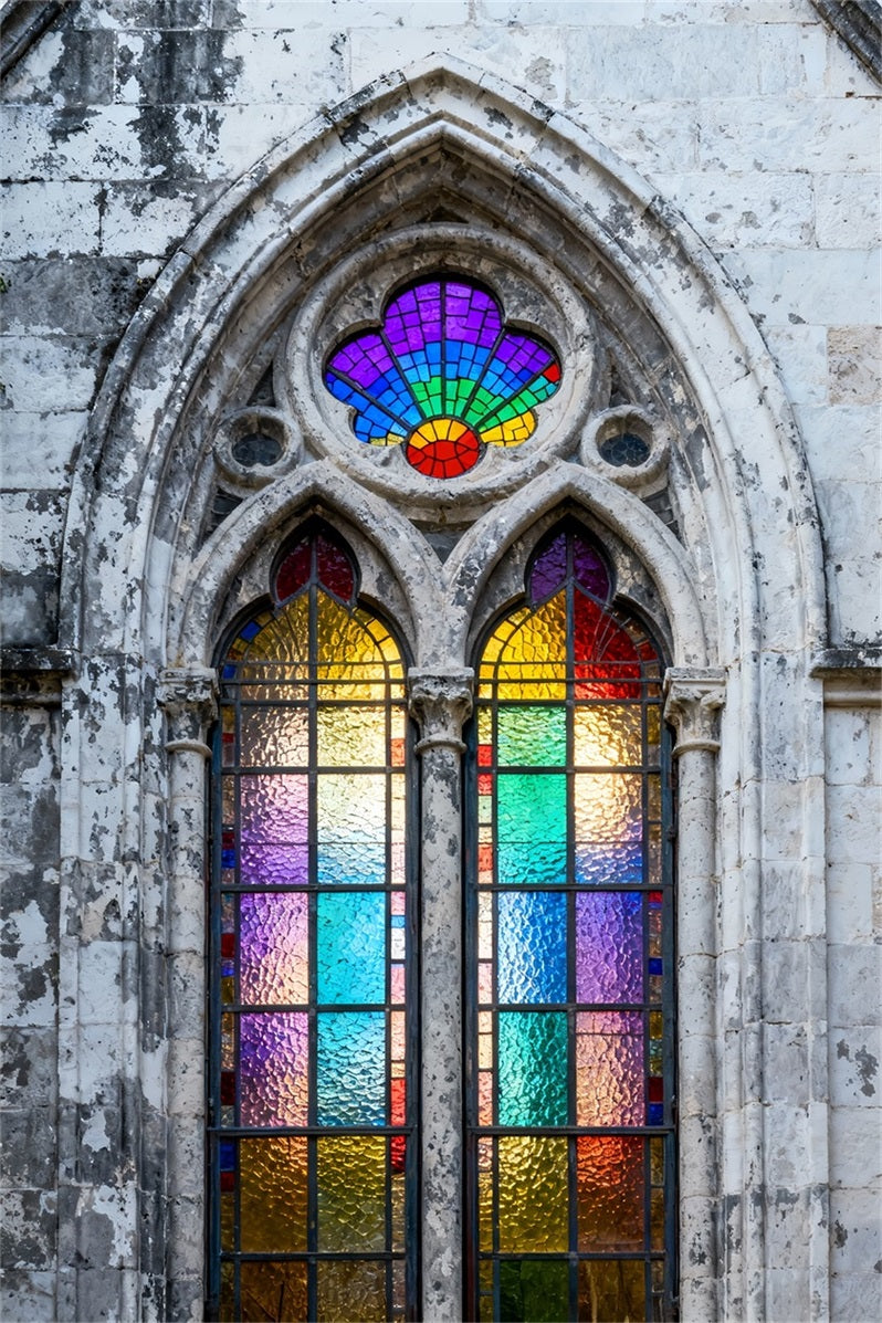 Easter Backdrop Ideas For Church Vintage Stone Church Rainbow Glass Easy Easter Backdrop LXX61-52