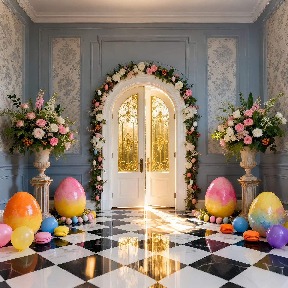 Easter Sunday Backdrop Ideas Golden Archway Egg Hall Easter Photography Backdrop Ideas LXX61-65