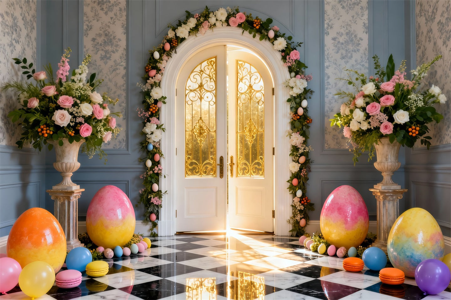 Easter Sunday Backdrop Ideas Golden Archway Egg Hall Easter Photography Backdrop Ideas LXX61-65