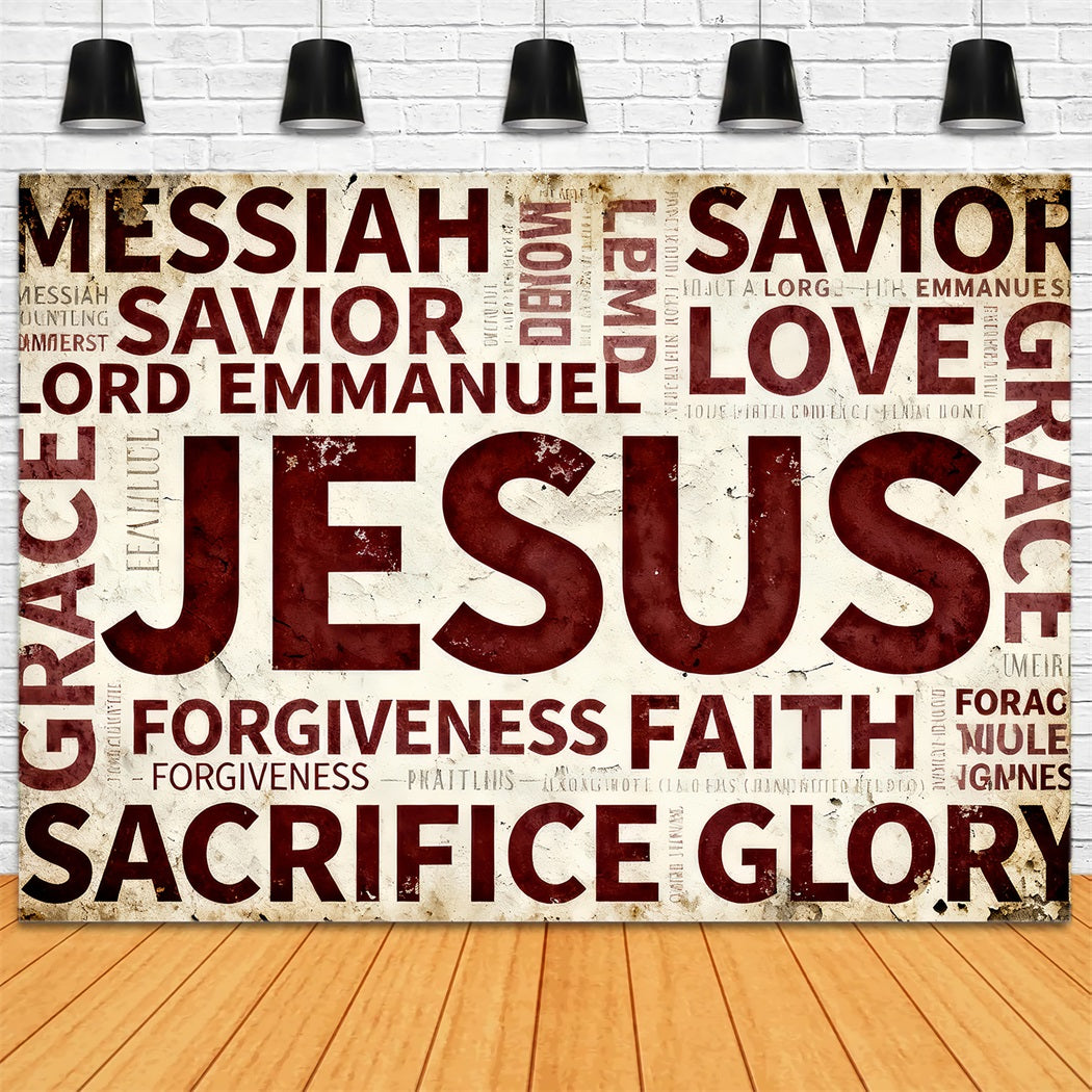 Religious Easter Photo Backdrop Jesus Faith Typography Easter Photo Booth Backdrop Ideas LXX61-85