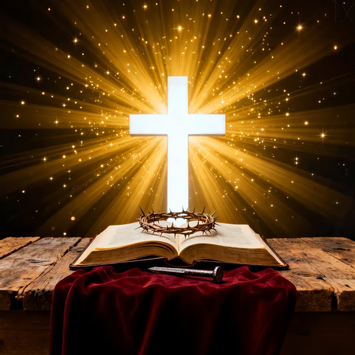 Christian Easter Photo Backdrops Radiant Cross Holy Scripture Photography Easter Backdrop Ideas LXX61-87