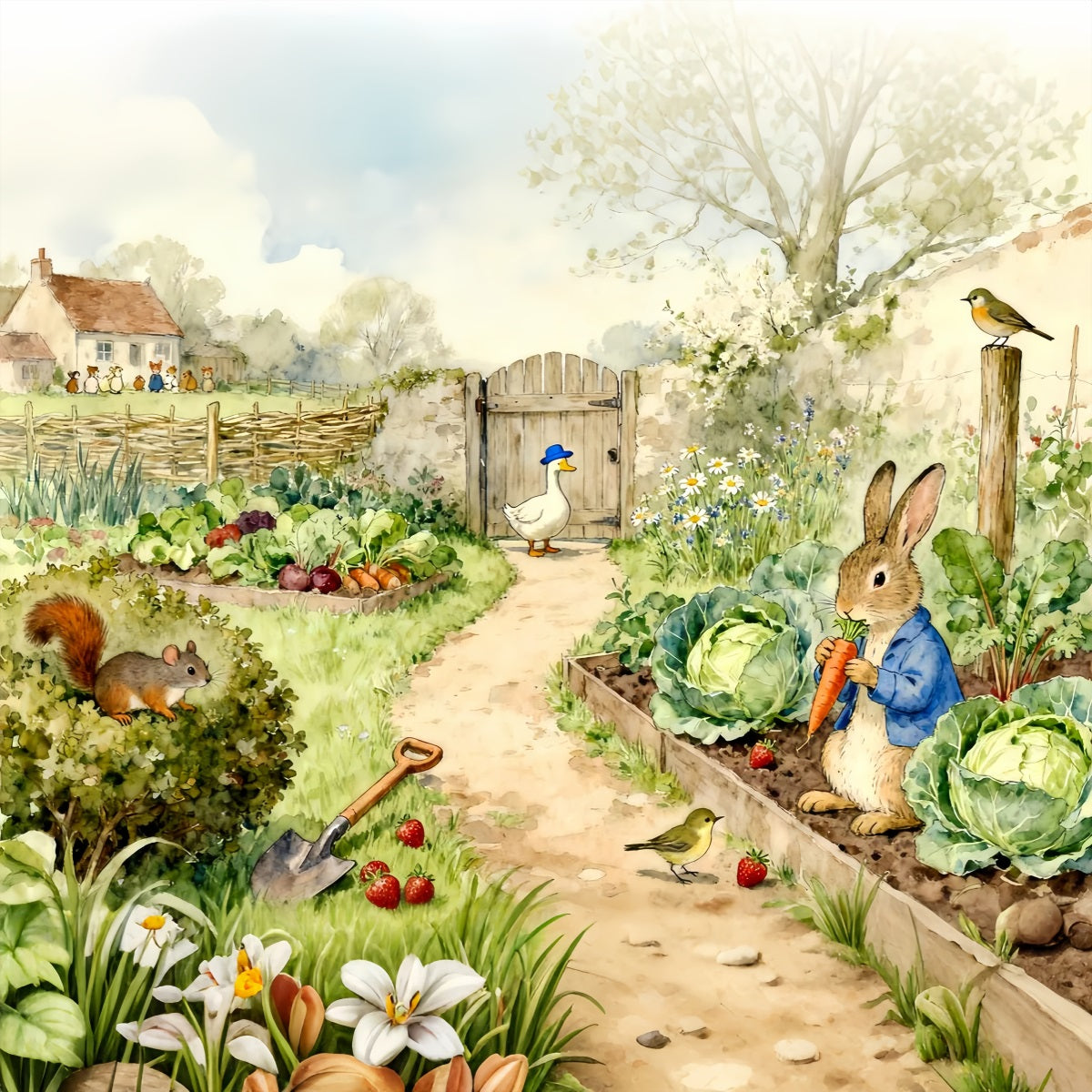 Peter Rabbit Photography Backdrop Storybook Garden Bunny Harvest Easter Backdrop Photo LXX61-90