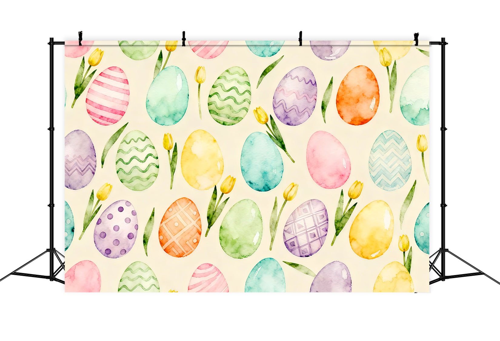 Egg Backdrop Watercolor Pastel Tulip Pattern Easter Backdrop LXX61-92