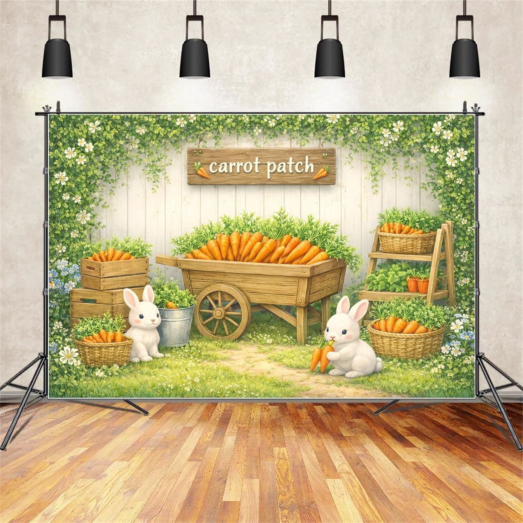 Carrot Backdrop Whimsical Bunny Garden Patch Easter Photo Backdrops LXX61-98