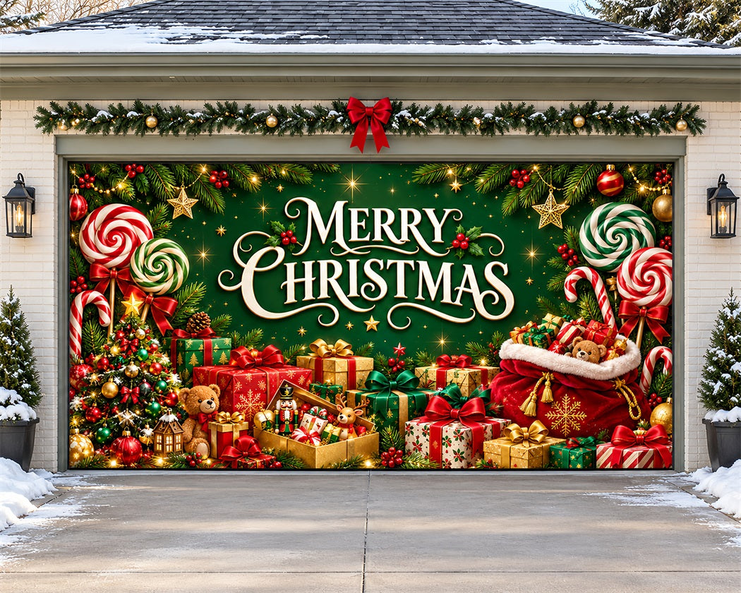 Christmas Gift Garage Door Banner Festive Candy Display Christmas Garage Door Cover LXX610-100-2 Car
