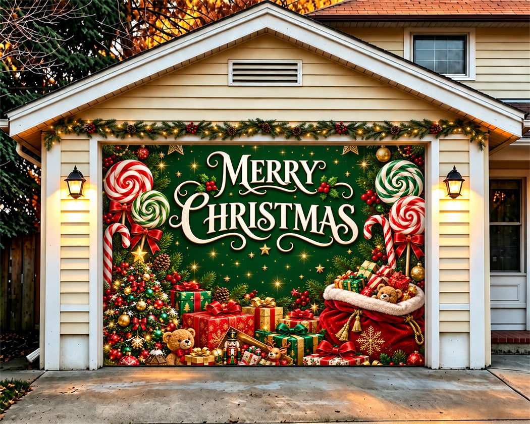 Christmas Gift Garage Door Banner Festive Candy Display Christmas Garage Door Cover LXX610-100-1 Car