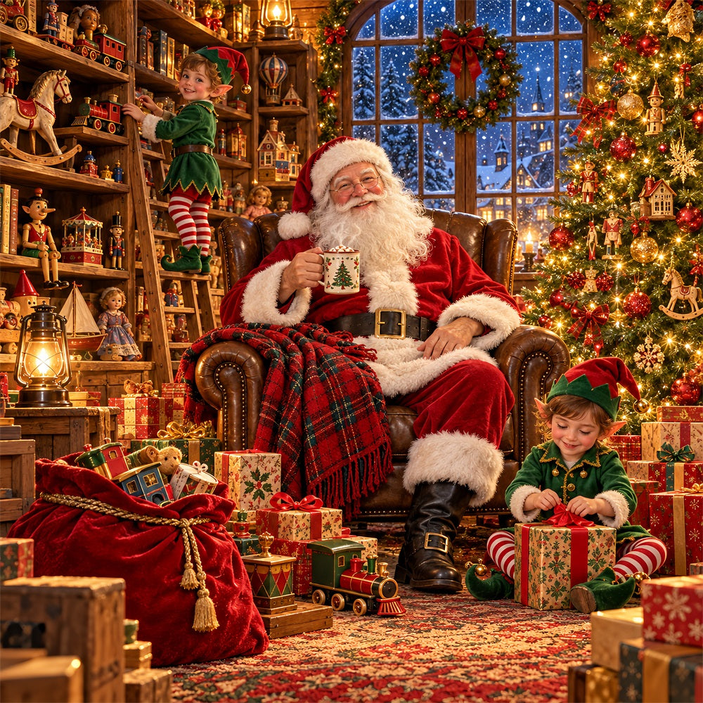 Santa Workshop Christmas Garage Door Cover Elf Toy Gifts Christmas Garage Door Cover LXX610-118-1 Car