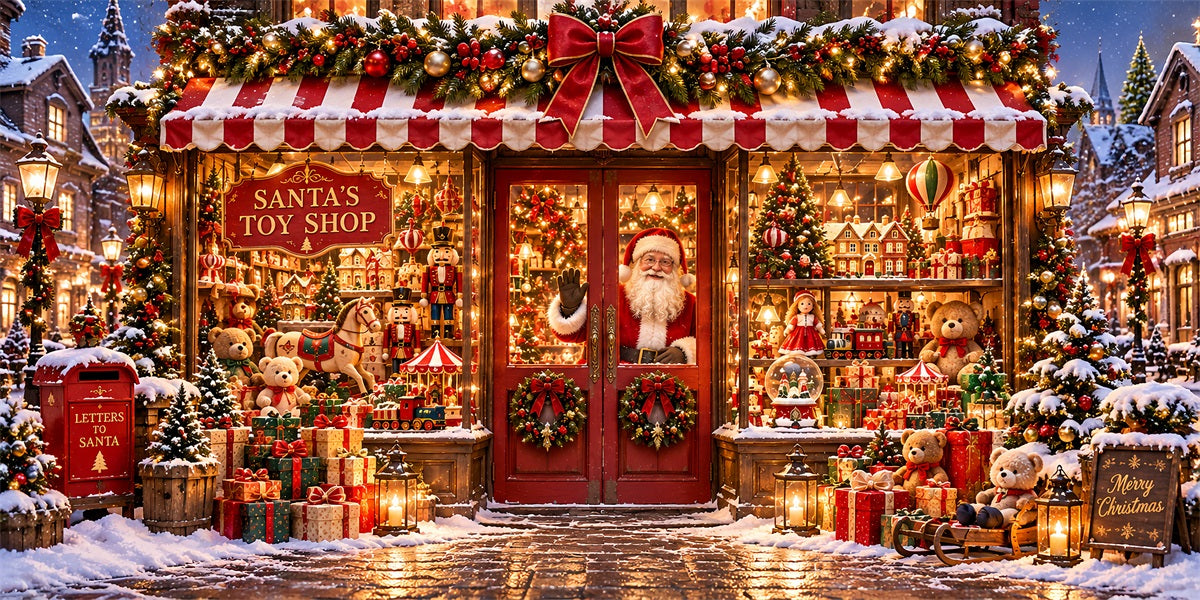 Santa Toy Shop Christmas Garage Door Banner Teddy Bear Gifts Outdoor Christmas Garage Door Decoration LXX610-14-2 Car