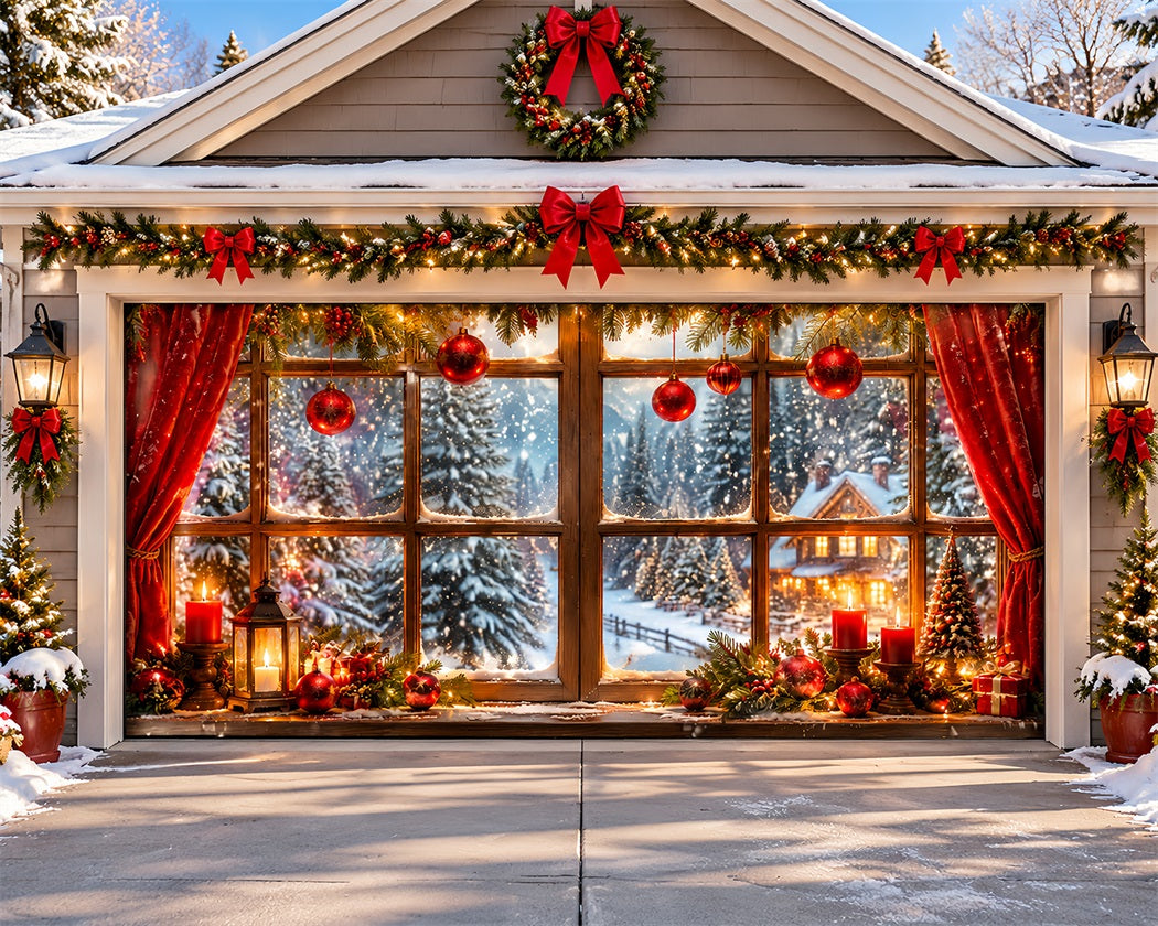 Window Christmas Garage Door Cover Cozy Ornament House Christmas Outdoor Garage Door Decor LXX610-143-2 Car