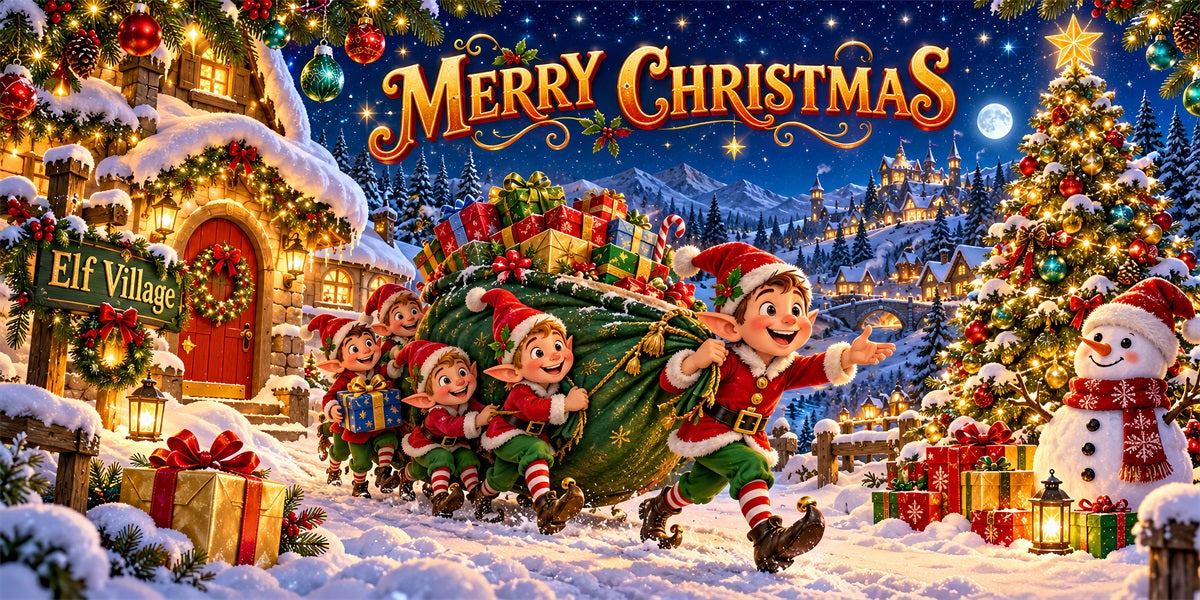Elf Christmas Garage Door Banner Festive Village Gifts Outdoor Christmas Garage Door Decoration LXX610-149-2 Car