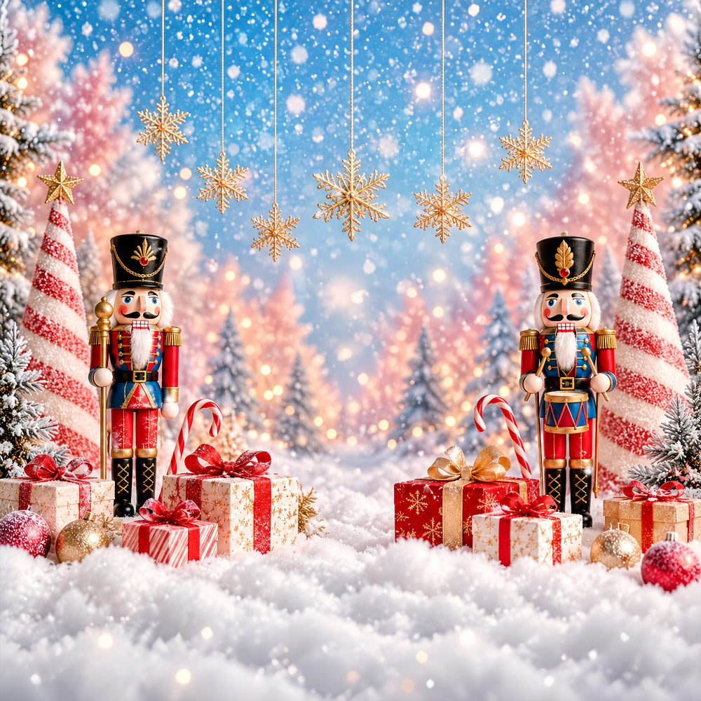 Christmas Backdrop Bokeh Snowflake Gift Display Nutcracker Photo Backdrop LXX610-156