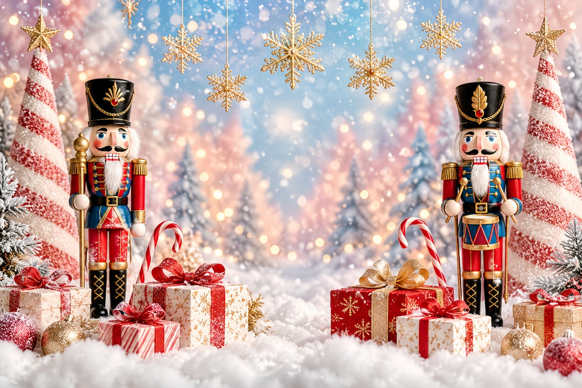 Christmas Backdrop Bokeh Snowflake Gift Display Nutcracker Photo Backdrop LXX610-156
