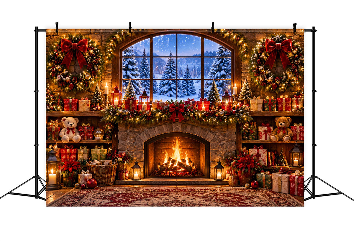 Christmas Window Backdrops Green Furry Candy Cottage Christmas Holiday Backdrop LXX610-174