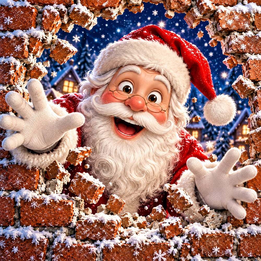 Santa Claus Christmas Garage Door Cover Red Brick Peek Christmas Garage Door Cover LXX610-25-1 Car