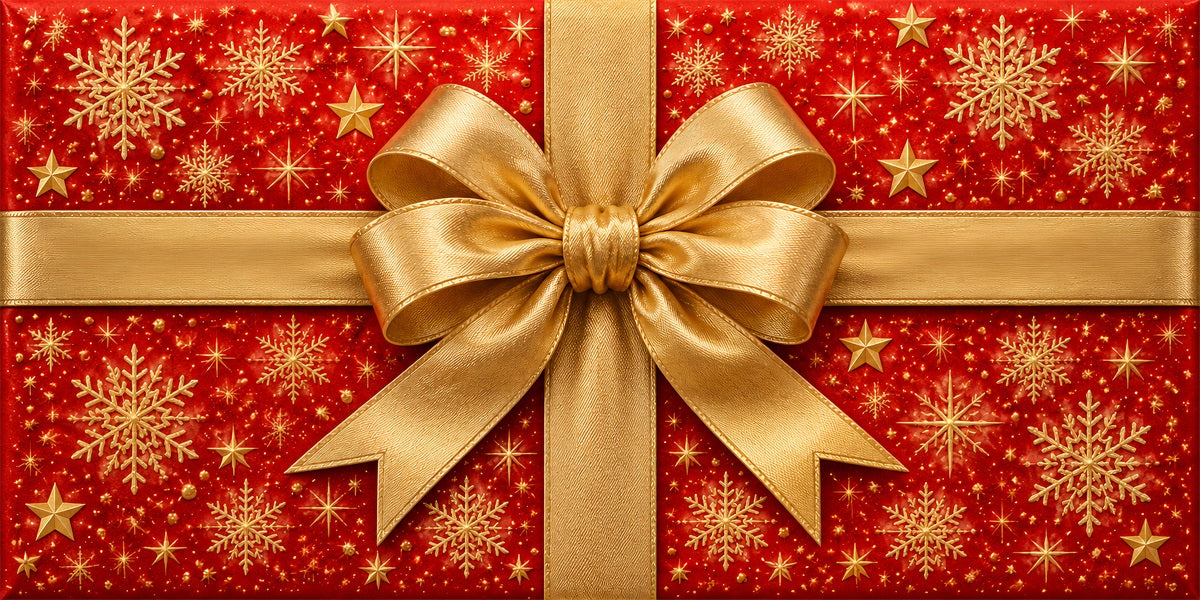 Christmas Gift Box Garage Door Banner Golden Ribbon Bow Christmas Garage Door Banner Decoration LXX610-27-2 Car
