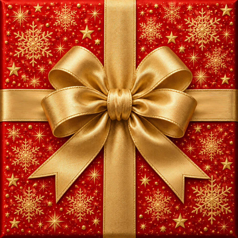 Christmas Gift Box Garage Door Banner Golden Ribbon Bow Christmas Garage Door Banner Decoration LXX610-27-1 Car