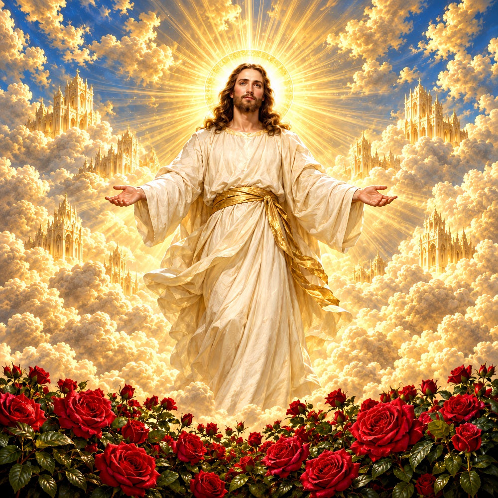Religious Christmas Garage Door Cover Heavenly Golden Clouds Christmas Garage Door Decor LXX610-3-1 Car