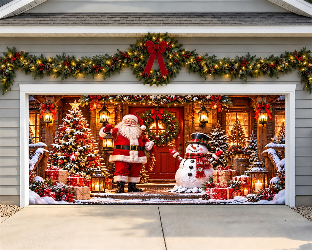 Santa Claus Christmas Garage Door Cover Snowman Porch Gifts Christmas Garage Door Banner LXX610-4-2 Car