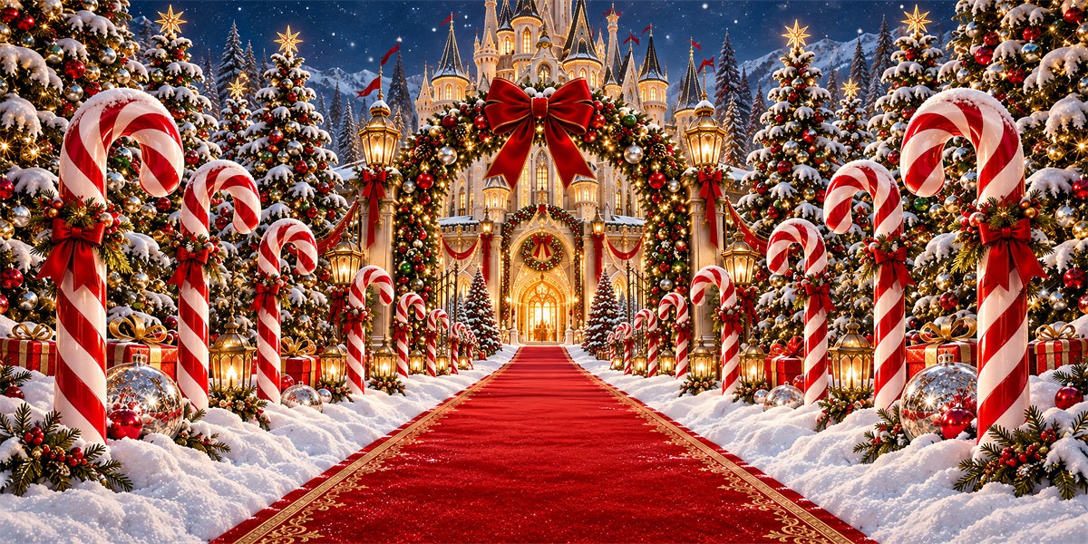 Candy Cane Christmas Garage Door Cover Castle Path Carpet Outdoor Christmas Garage Door Decoration LXX610-41-2 Car