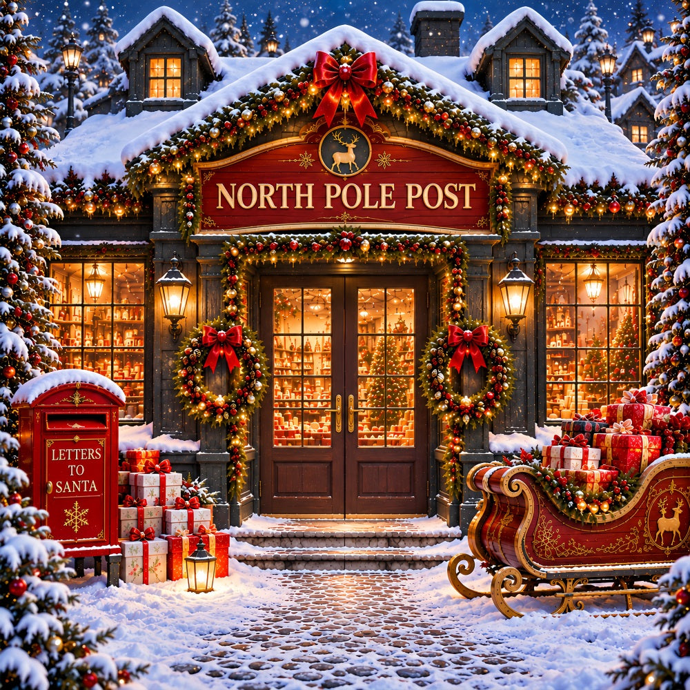 North Pole Christmas Garage Door Cover Sleigh Post Office Outdoor Christmas Garage Door Cover LXX610-42-1 Car