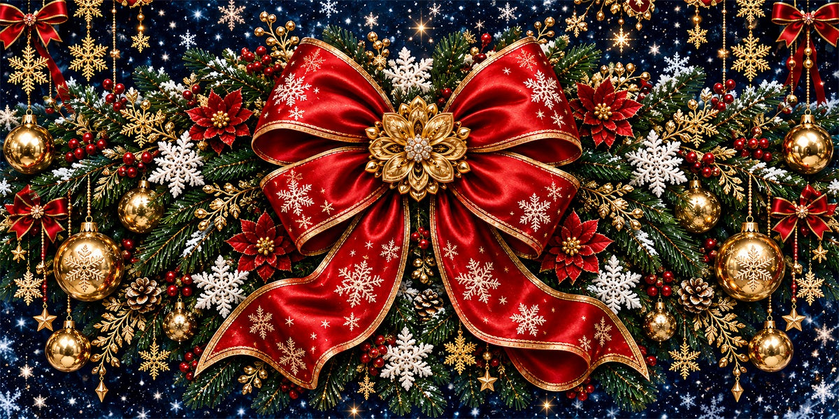 Bow Christmas Garage Door Banner Crimson Snowflake Ornament Christmas Outdoor Garage Door Decor LXX610-44-2 Car