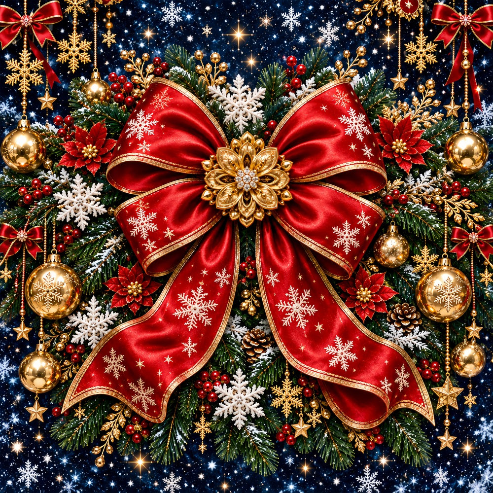 Bow Christmas Garage Door Banner Crimson Snowflake Ornament Christmas Outdoor Garage Door Decor LXX610-44-1 Car