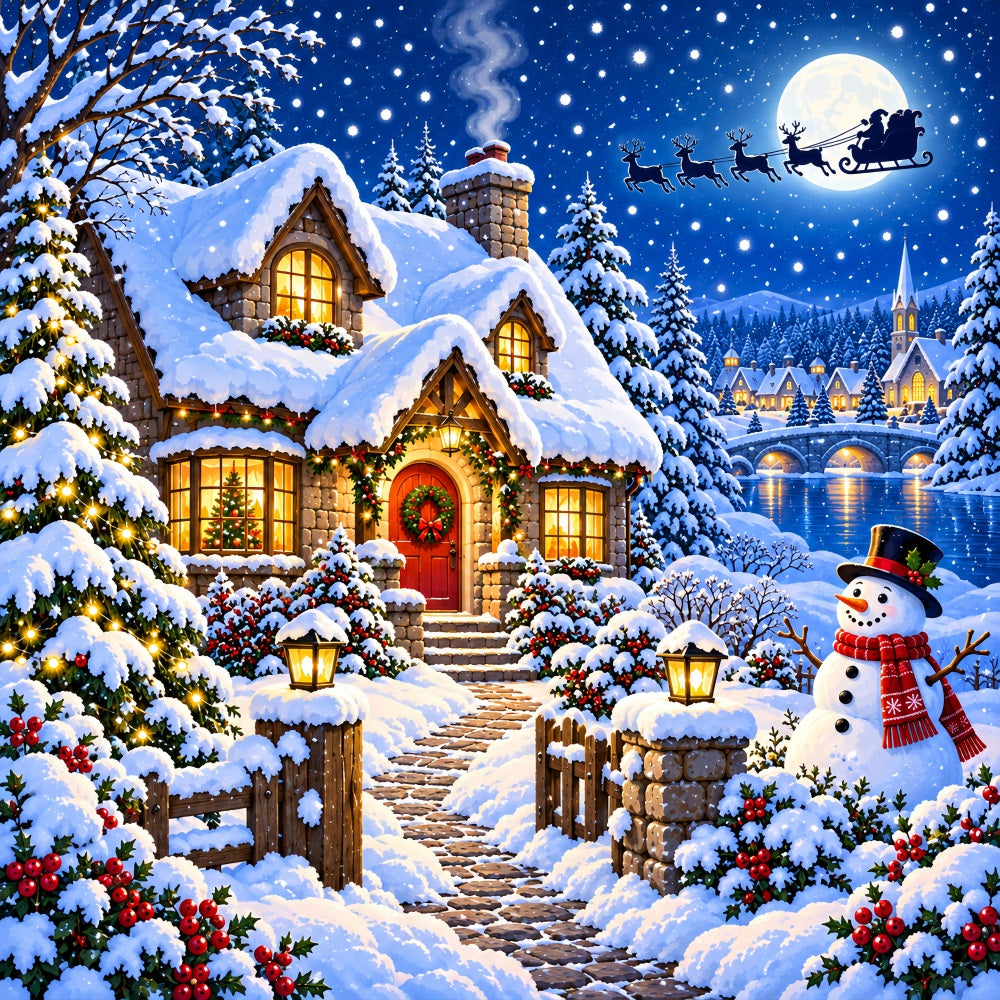 Snow Village Christmas Garage Door Cover Winter Snowman Forest Christmas Garage Door Banner Decoration LXX610-45-1 Car