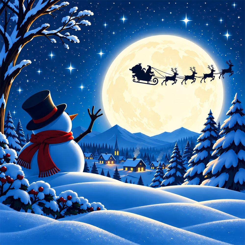 Snow Village Christmas Garage Door Cover Moonlit Santa Sleigh Christmas Outdoor Garage Door Decor LXX610-62-1 Car
