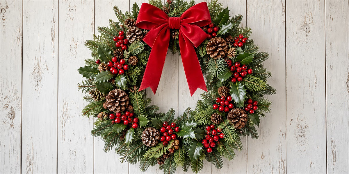 Christmas Wreath Garage Door Banner Evergreen Berry Ornament Christmas Garage Door Banner Decoration LXX610-63-2 Car