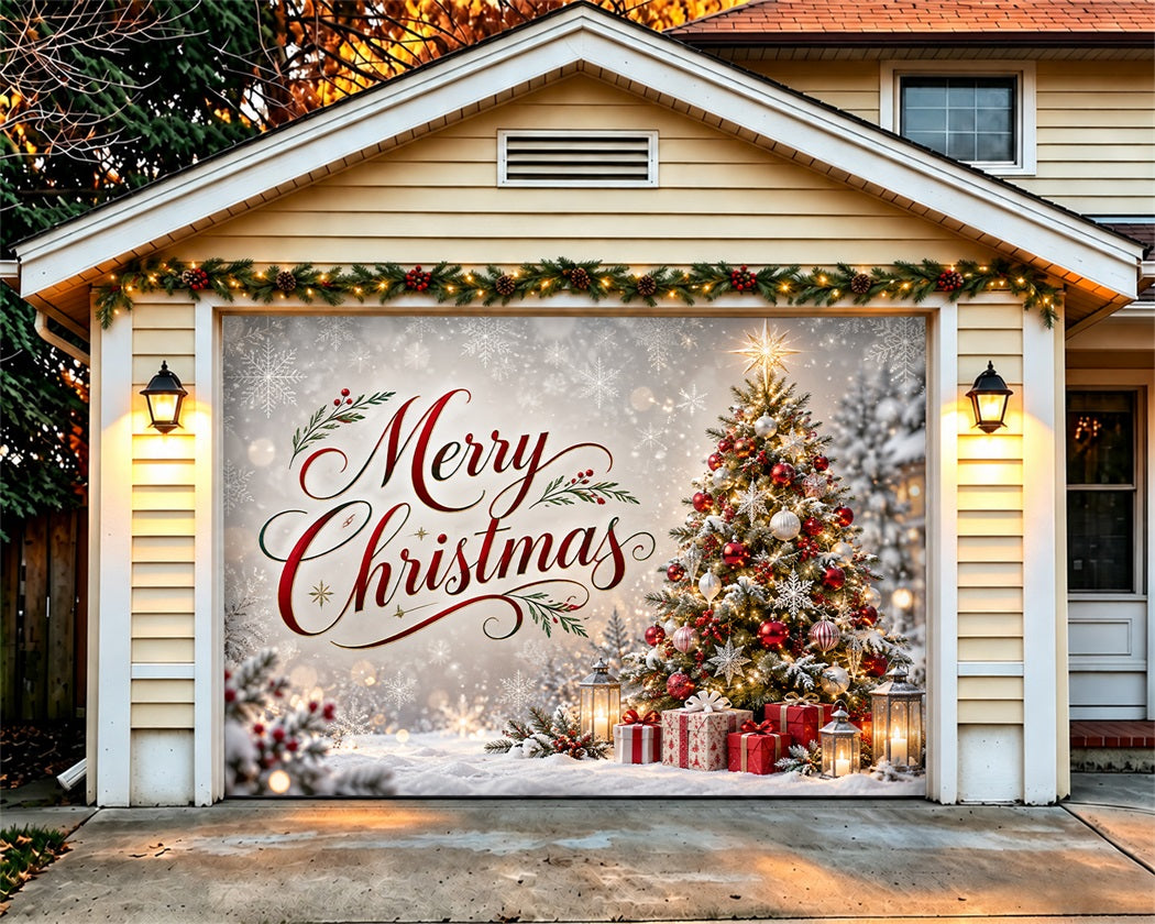 Christmas Party Garage Door Cover Snowflake Gift Tree Christmas Garage Door Decoration LXX610-65-1 Car