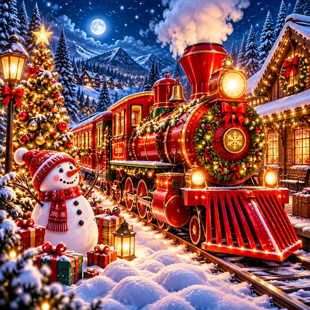 Train Christmas Garage Door Cover Festive Snowman Village Christmas Garage Door Decor LXX610-66-1 Car