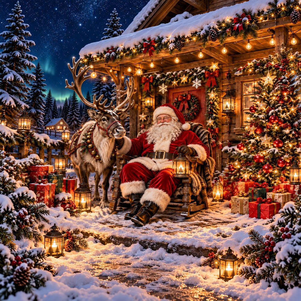 Santa Claus Christmas Garage Door Cover Reindeer Cabin Wreath Christmas Garage Door Banner LXX610-67-1 Car