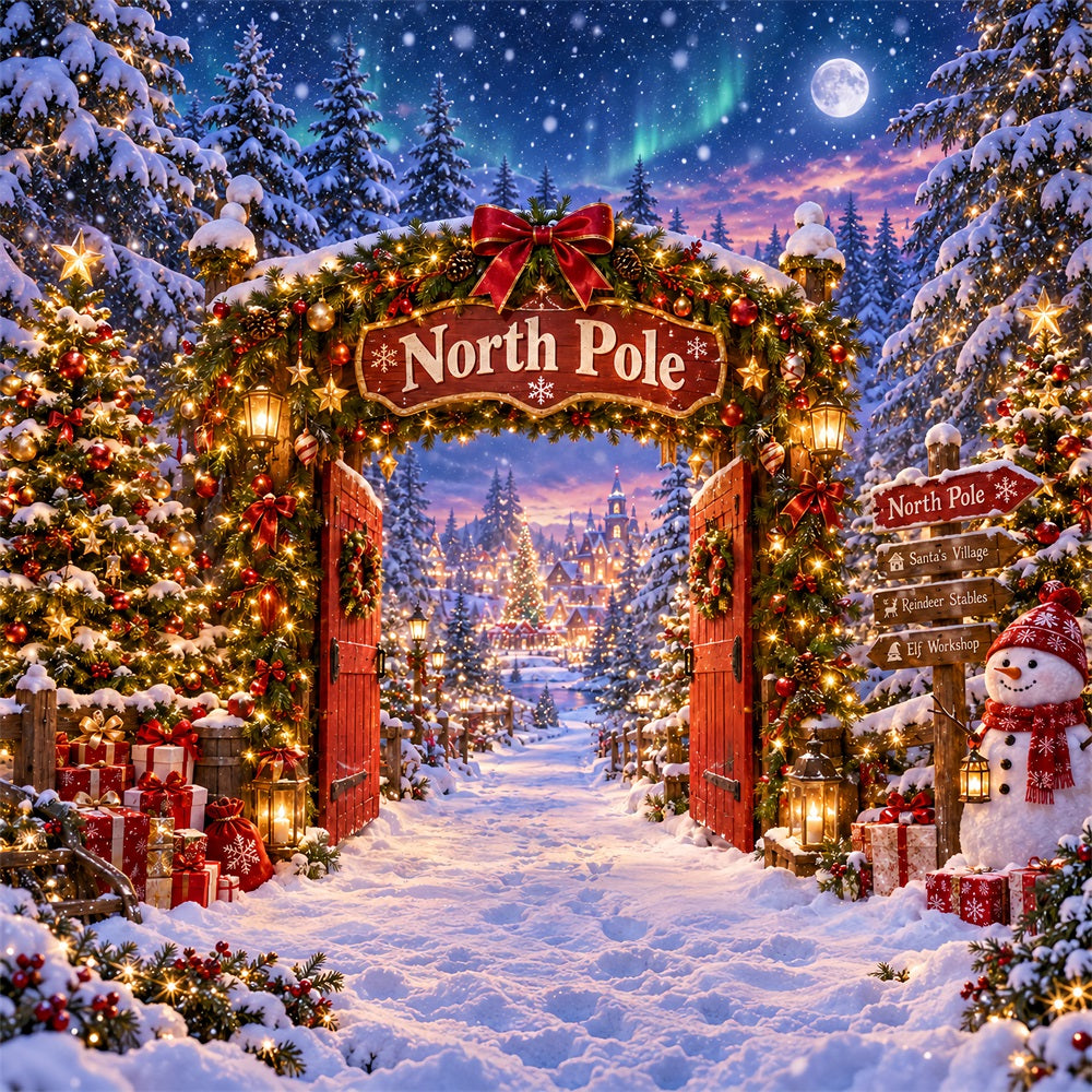 North Pole Christmas Garage Door Cover Snowman Forest Entrance Outdoor Christmas Garage Door Cover LXX610-69-1 Car