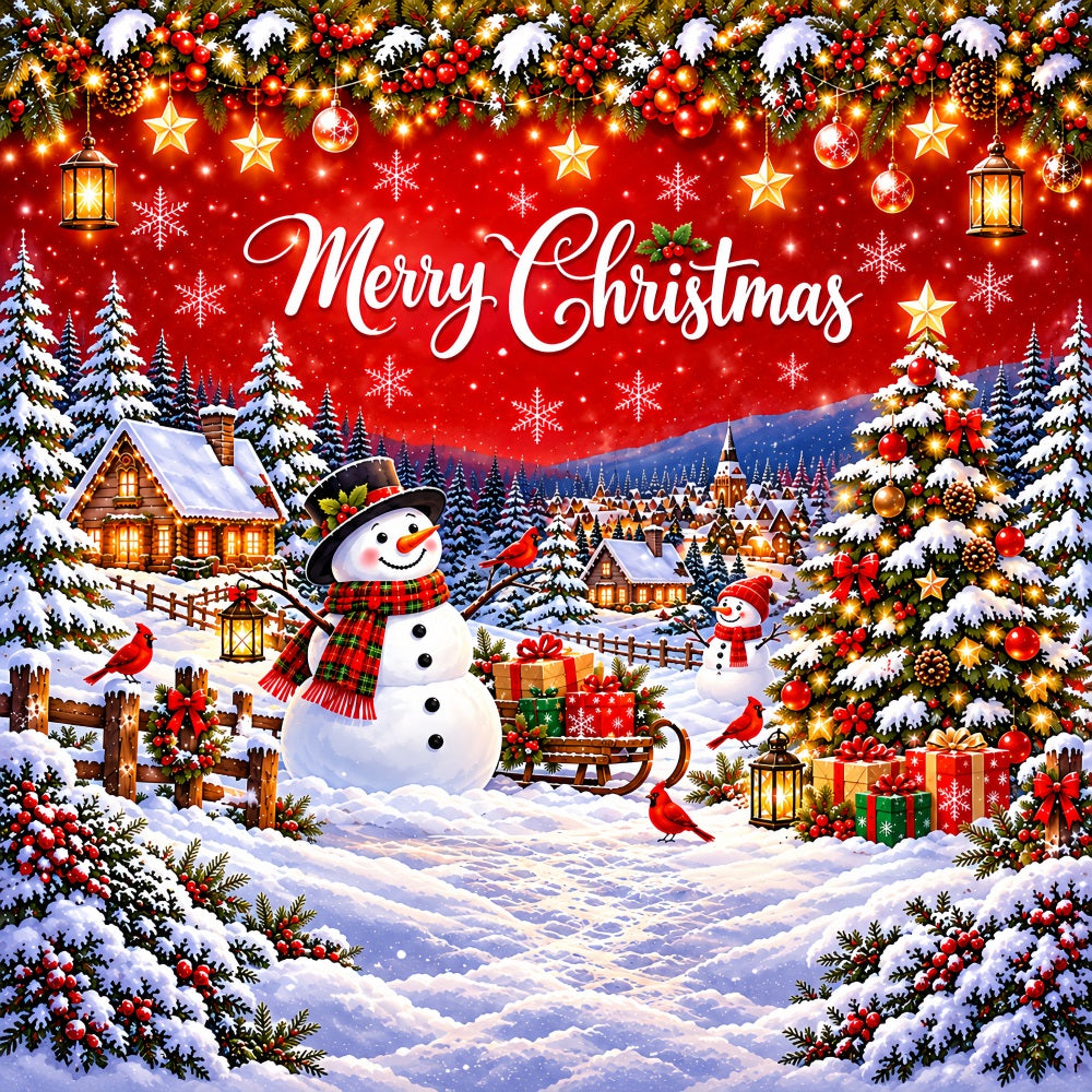 Whimsical Christmas Garage Door Cover Snowman Sleigh Village Christmas Garage Door Banner Decoration LXX610-72-1 Car