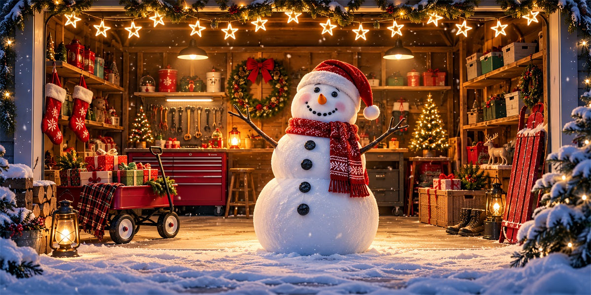 Merry Christmas Garage Door Banner Snowman Workshop Gift Christmas Garage Door Decoration LXX610-74-2 Car