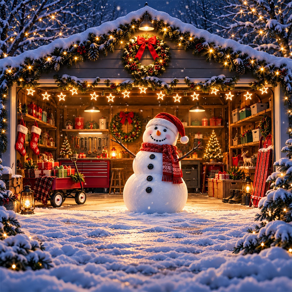 Merry Christmas Garage Door Banner Snowman Workshop Gift Christmas Garage Door Decoration LXX610-74-1 Car