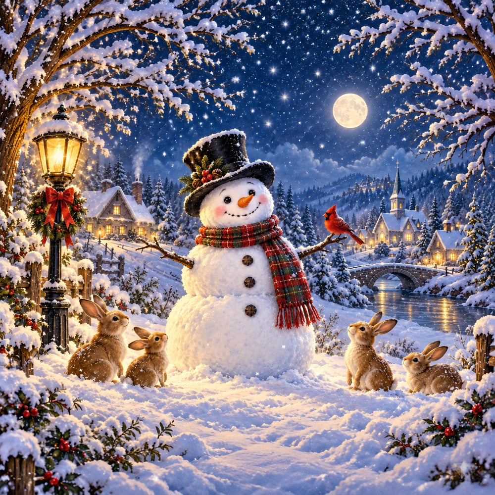 Snow Scene Christmas Garage Door Cover Snowman Rabbit Village Christmas Garage Door Banner LXX610-76-1 Car