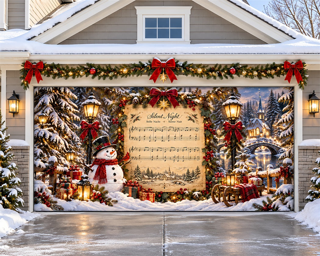 Winter Christmas Garage Door Cover Silent Night Sheetmusic Outdoor Christmas Garage Door Cover LXX610-78-2 Car