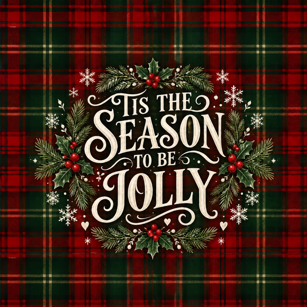 Modern Christmas Garage Door Cover Tartan Holly Typography Christmas Garage Door Decor LXX610-80-1 Car